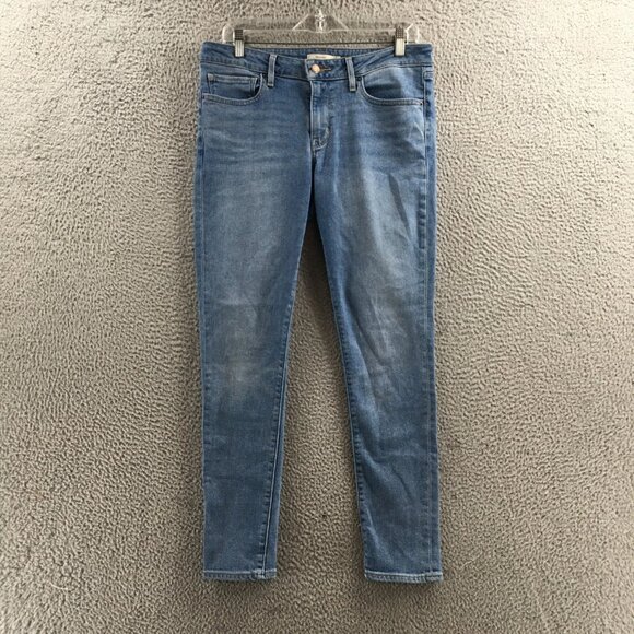 Women's Blue Denim Button Front Cotton Blend Zipper Placket - Picture 1 of 14